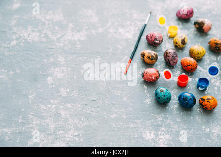 Multi-colored Easter eggs and paint Stock Photo
