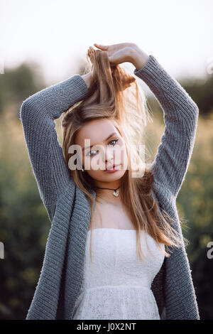 A Beautiful Girl in a Field Stock Photo