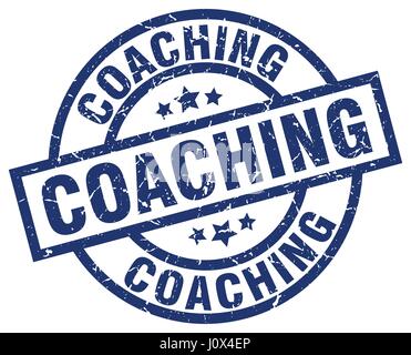 coaching blue round grunge stamp Stock Vector