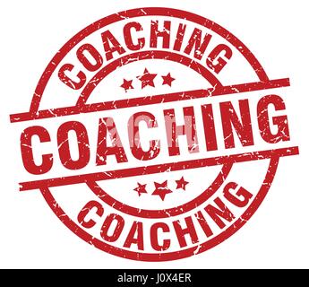 coaching round red grunge stamp Stock Vector