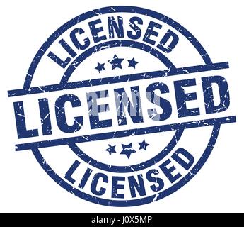 licensed blue round grunge stamp Stock Vector
