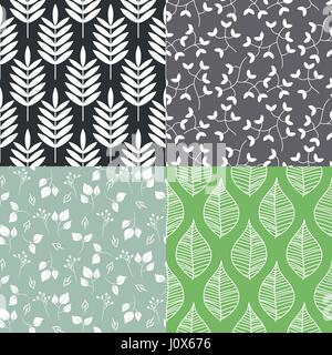 Leaves seamless vector pattern set. Stock Vector