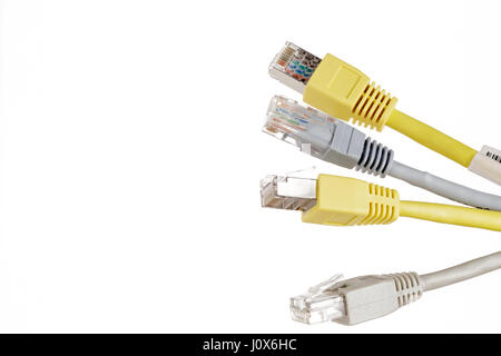 Four telecommunication cable with connector RJ45 Stock Photo