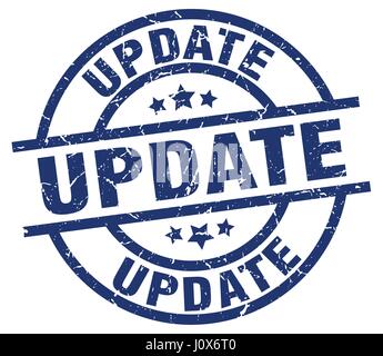 update blue round grunge stamp Stock Vector