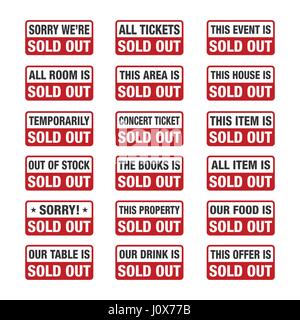 Sold Out sign set, vector illustration Stock Vector