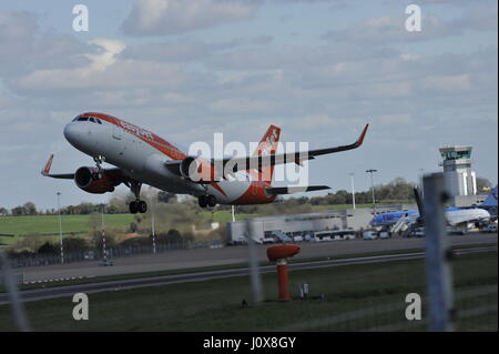 easyjet low cost aircraft taking off at bristol airport Stock Photo