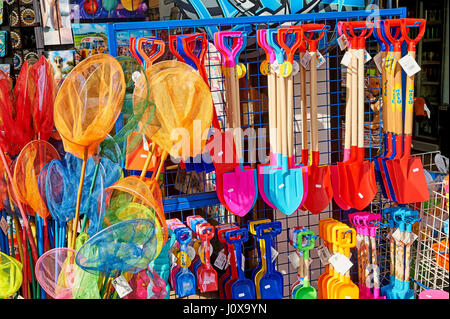 shop front selling buckets and spades, fishing tackle and other seaside ...