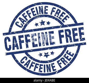 caffeine free blue round grunge stamp Stock Vector