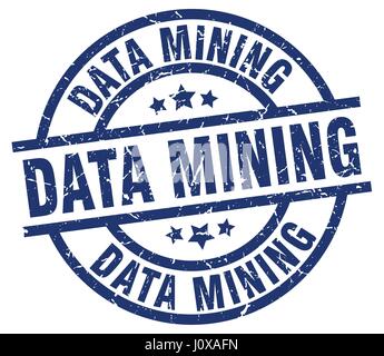 data mining blue round grunge stamp Stock Vector