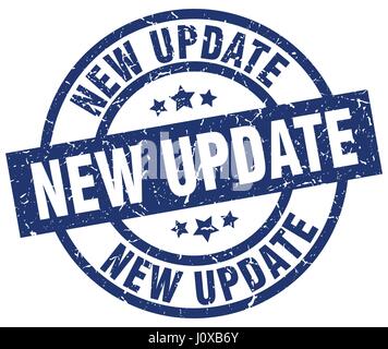 new update blue round grunge stamp Stock Vector