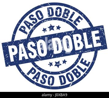 paso doble blue round grunge stamp Stock Vector