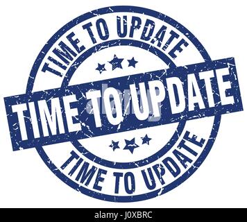 time to update blue round grunge stamp Stock Vector