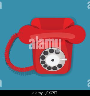 Red Retro Vintage Telephone Communication Icon Vector Illustration Stock Vector