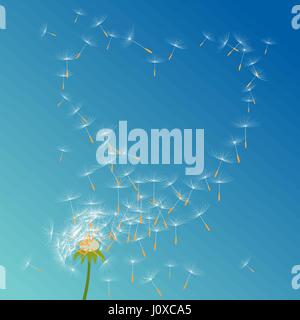 Dandelion flower vector on a wind loses the integrity forming love Stock Vector