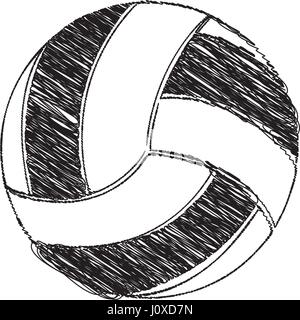 monochrome hand drawn sketch of volleyball ball Stock Vector