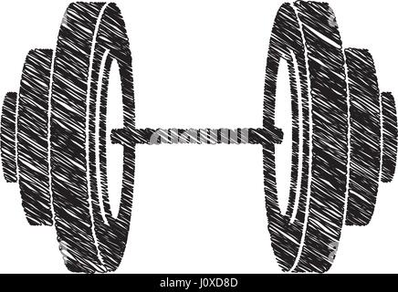 drawing dumbbell weight fitness gym icon Stock Vector Art