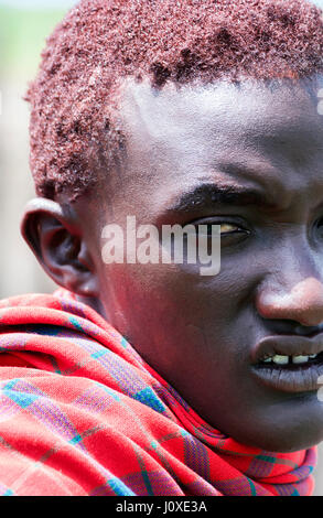 Close Up Of Man With Dyed Red Hair Stock Photo Alamy