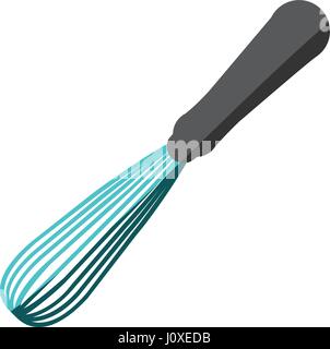 blue color silhouette of manual egg beater Stock Vector