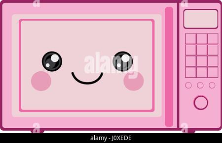 pink color silhouette of cartoon oven microwave Stock Vector