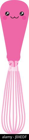 pink color silhouette of cartoon manual egg beater Stock Vector
