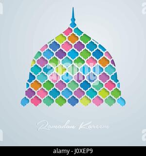 Mosque dome vector colorful mosaic Ramadan Kareem Stock Vector