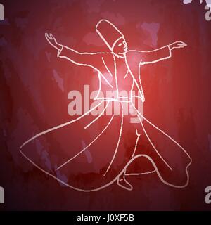 Whirling Dervish sufi religious dance Stock Vector
