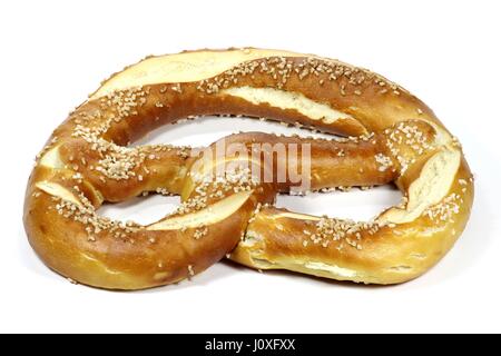 traditional Bavarian Oktoberfest pretzel isolated on white background Stock Photo