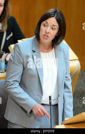 Newly-elected Scottish Labour leader Kezia Dugdale speaking during the debate on the Scottish Government's legislative programme Stock Photo