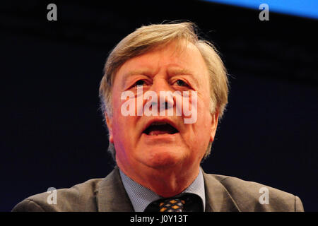 Ken Clarke, Veteran Conservative politician and Minister without Portfolio in the UK Government, addresses the Scottish Conservative Party conference in Edinburgh Stock Photo