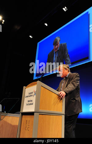 Ken Clarke, Veteran Conservative politician and Minister without Portfolio in the UK Government, addresses the Scottish Conservative Party conference in Edinburgh Stock Photo