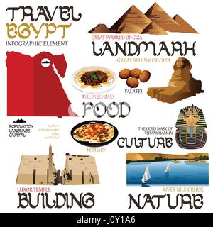 A vector illustration of infographic elements for traveling to Egypt Stock Vector