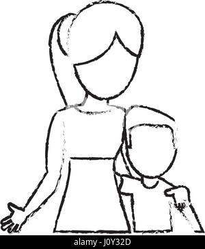 sketch mother and son hugged Stock Vector Image & Art - Alamy