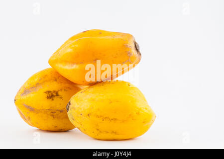 Mountain papaya (Vasconcellea pubescens) isolated in white background Stock Photo