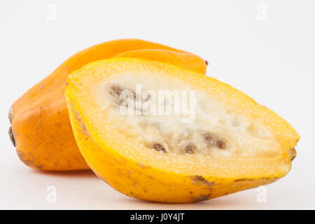 Mountain papaya (Vasconcellea pubescens) isolated in white background Stock Photo