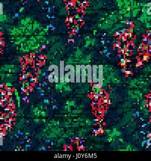 Vector Denim floral seamless pattern. Jeans background with red currant. Blue jeans cloth background whith red green berries. Stock Vector