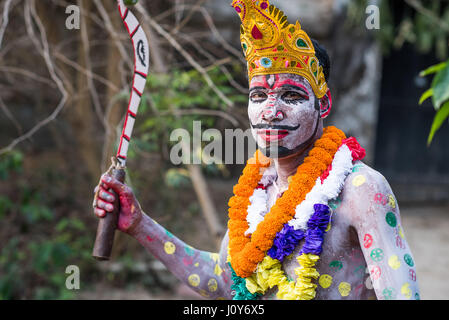 Body painted man at  Gajan festival in Sonapalashi, West bengal Stock Photo