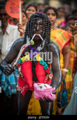 Body painted man at  Gajan festival in Sonapalashi, West bengal Stock Photo