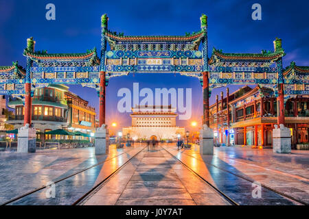 Beijing Zhengyang Gate Jianlou in Qianmen street in Beijing city, China. Stock Photo