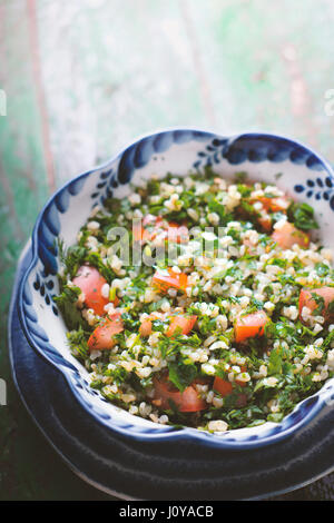 Tabbouleh Salad with tomato, bulgur and parsley horizontal Stock Photo