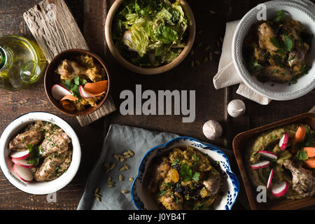 Festive table with Salad and pilaf horizontal Stock Photo