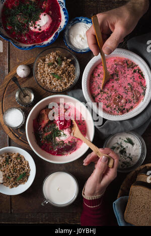 Dinner in traditional Russian style vertical Stock Photo