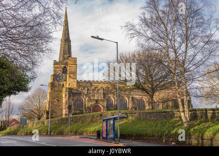 The parish church of St. Oswald's in Winwick Cheshire. Stock Photo