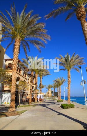 PORT GHALIB, EGYPT - APRIL 02, 2017: Port Ghalib, a beautiful port, marina and tourist town near Marsa Alam, Egypt Stock Photo