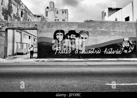 Wall-paiting for the young communist league in Havana, Cuba Stock Photo