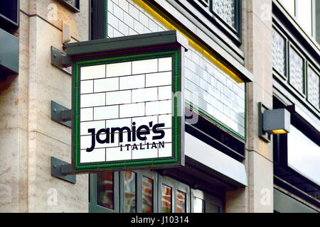 London England, UK. Jamie Oliver's Italian restaurant in Covent Garden Stock Photo