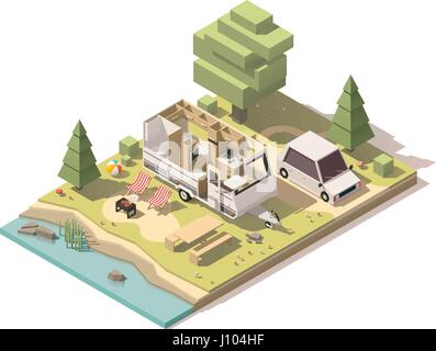 Vector low poly RV camper van Stock Vector Image & Art - Alamy