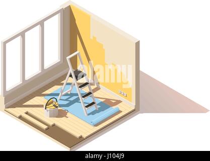 Vector isometric low poly home renovation icon Stock Vector