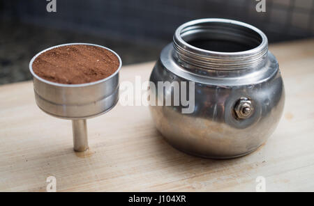 Using a moka pot to make espresso on a stove