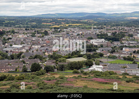 View of Enniscorthy from the Vinegar Hill Memorial to the 1798 Rebellion, Co Wexford, Ireland. Stock Photo