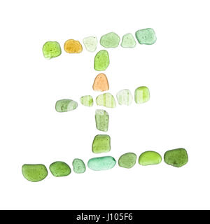 sea glass mosaic - Chinese character wang - King, monarch,  on white background Stock Photo